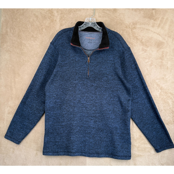 Weatherproof Sweater Mens XL‎ Blue Vintage Sherpa Collar ¼ Zip Outdoor Classic - Picture 1 of 12